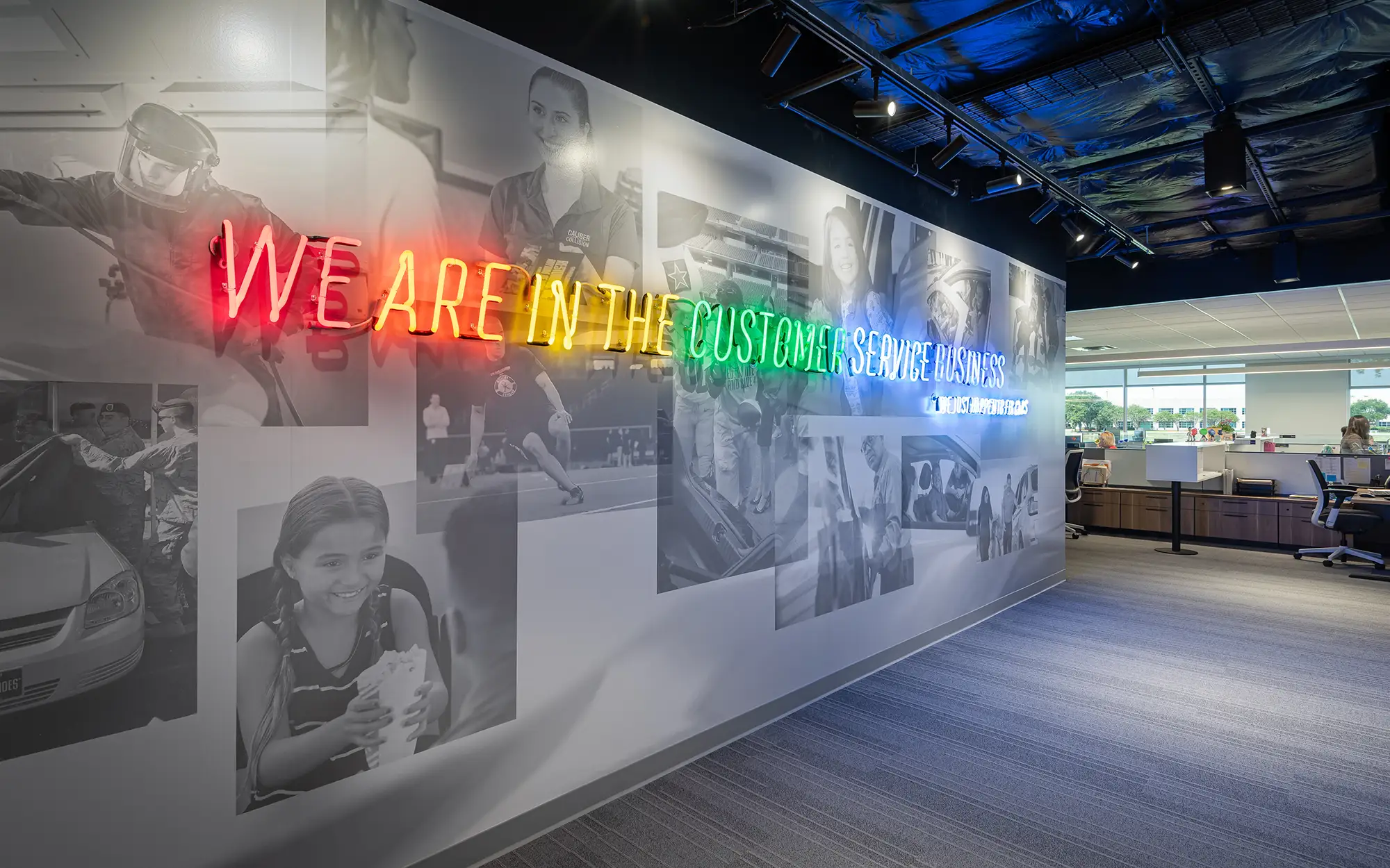 Interior wall of Caliber Headquarters in Lewisville, TX.